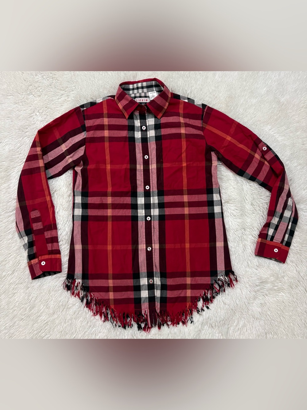 Tizzie women  Red Plaid Button-Down Shirt